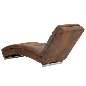 vidaXL Chaise Lounge Brown Suede Look