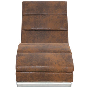 vidaXL Chaise Lounge Brown Suede Look
