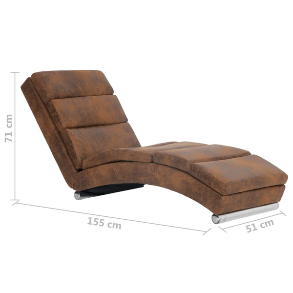 vidaXL Chaise Lounge Brown Suede Look