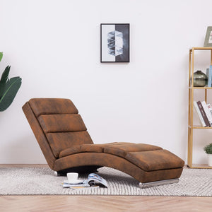 vidaXL Chaise Lounge Brown Suede Look