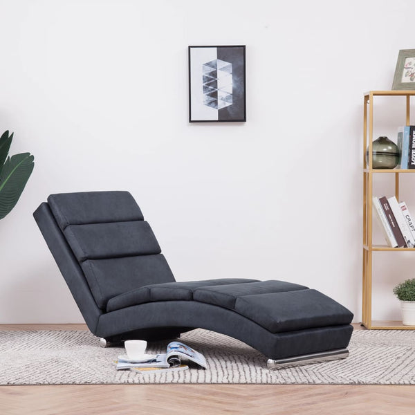 vidaXL Chaise Lounge Grey Suede Look