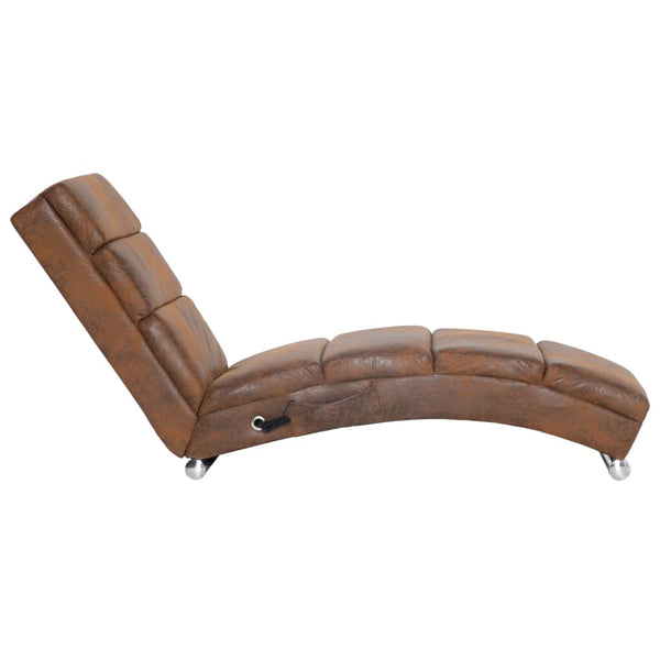 vidaXL Massage Chaise Lounge Brown Suede-Look