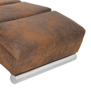 vidaXL Massage Chaise Lounge Brown Suede-Look