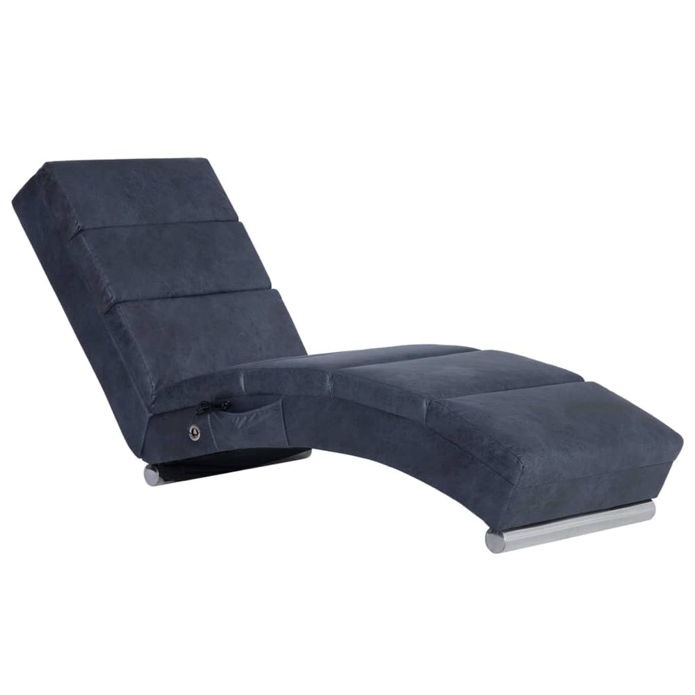 vidaXL Massage Chaise Lounge Grey Suede-Look