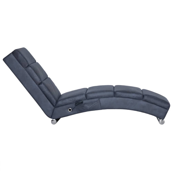 vidaXL Massage Chaise Lounge Grey Suede-Look