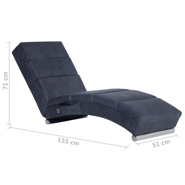 vidaXL Massage Chaise Lounge Grey Suede-Look