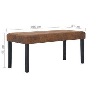 vidaXL Bench 106 cm Brown Suede Look