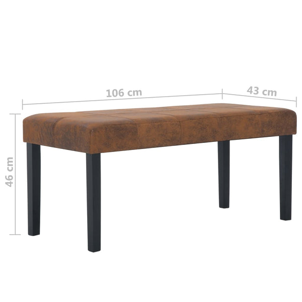 vidaXL Bench 106 cm Brown Suede Look