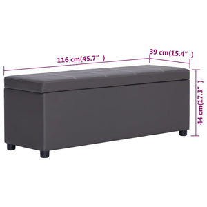 vidaXL Storage Bench 116 cm Grey Faux Leather