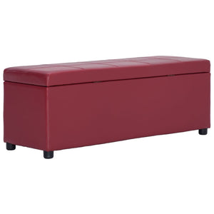 vidaXL Storage Bench 116 cm Wine Red Faux Leather