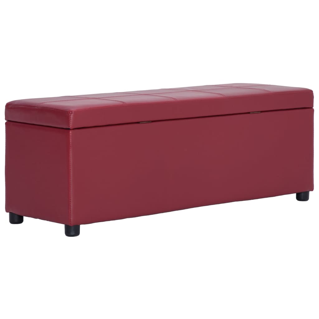 vidaXL Storage Bench 116 cm Wine Red Faux Leather