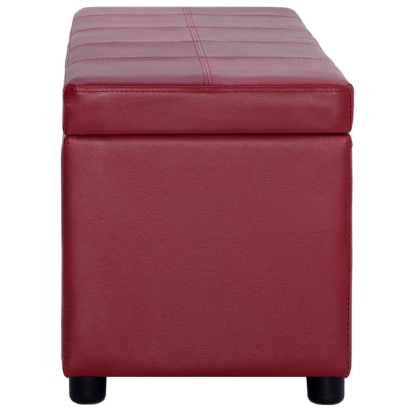 vidaXL Storage Bench 116 cm Wine Red Faux Leather