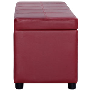 vidaXL Storage Bench 116 cm Wine Red Faux Leather