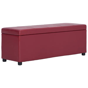 vidaXL Storage Bench 116 cm Wine Red Faux Leather