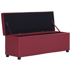 vidaXL Storage Bench 116 cm Wine Red Faux Leather