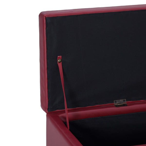 vidaXL Storage Bench 116 cm Wine Red Faux Leather