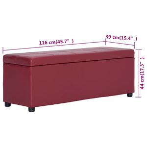 vidaXL Storage Bench 116 cm Wine Red Faux Leather