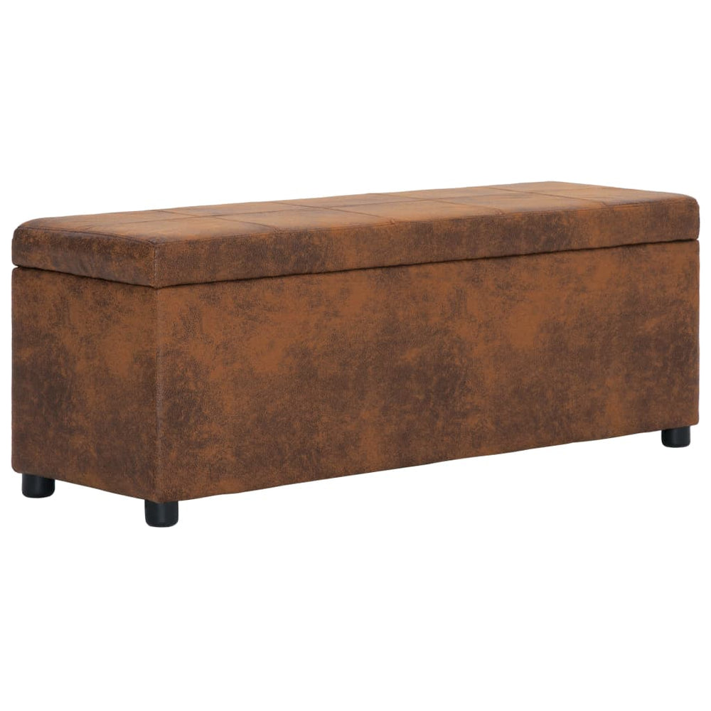 vidaXL Storage Bench 116 cm Brown Suede Look