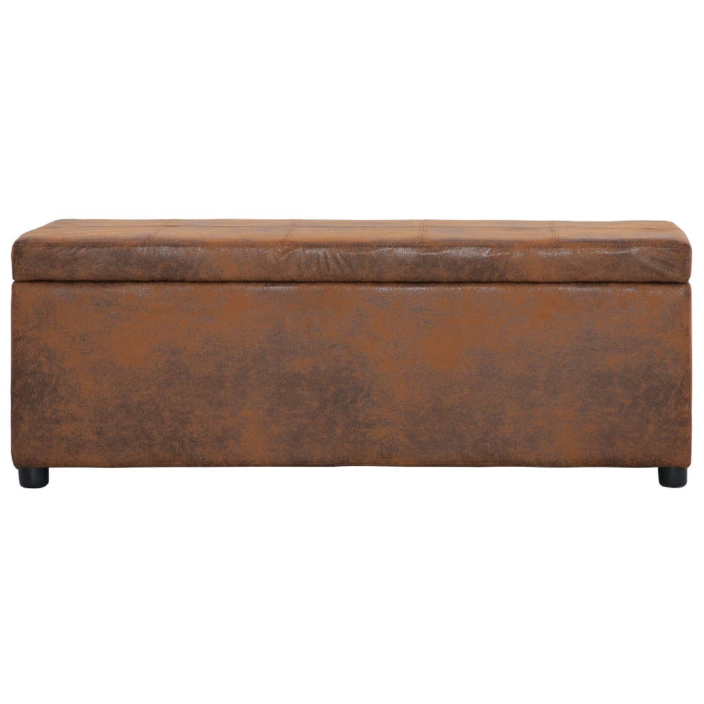 vidaXL Storage Bench 116 cm Brown Suede Look
