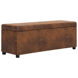 vidaXL Storage Bench 116 cm Brown Suede Look