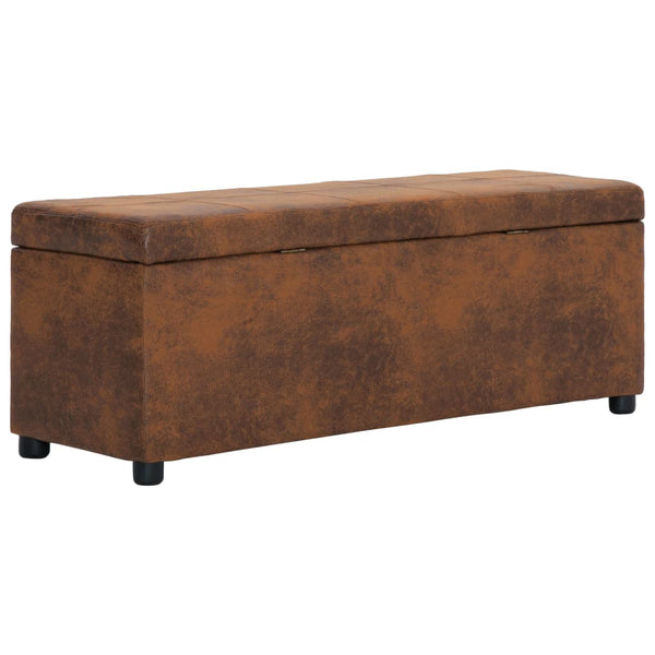 vidaXL Storage Bench 116 cm Brown Suede Look