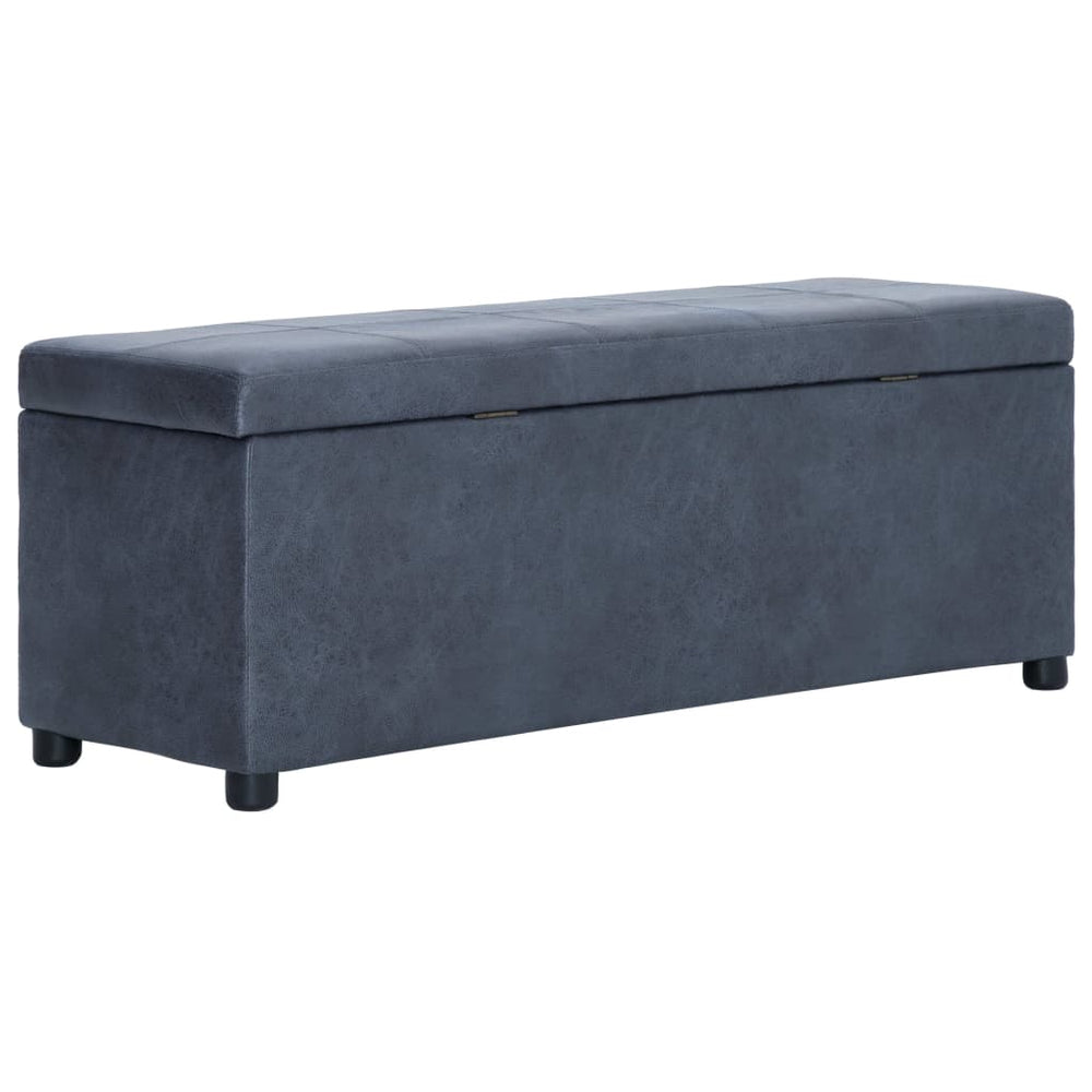 vidaXL Storage Bench 116 cm Grey Suede Look