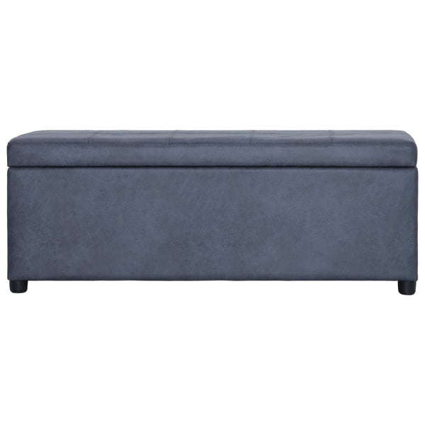 vidaXL Storage Bench 116 cm Grey Suede Look
