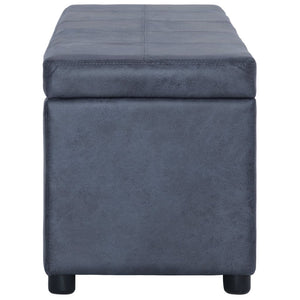 vidaXL Storage Bench 116 cm Grey Suede Look