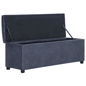 vidaXL Storage Bench 116 cm Grey Suede Look