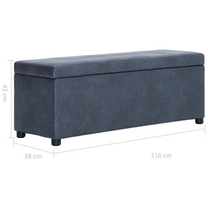 vidaXL Storage Bench 116 cm Grey Suede Look
