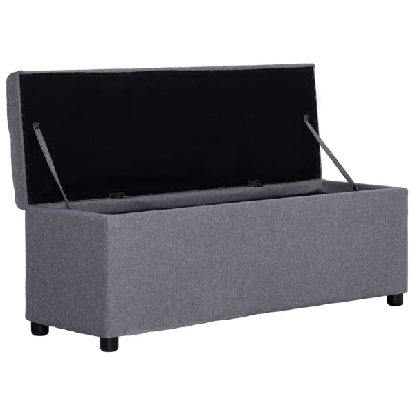 vidaXL Storage Bench 116 cm Light Grey Polyester