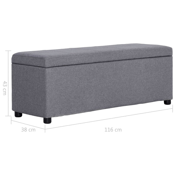 vidaXL Storage Bench 116 cm Light Grey Polyester