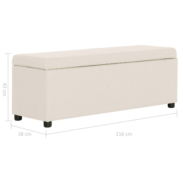 vidaXL Storage Bench 116 cm Cream Polyester