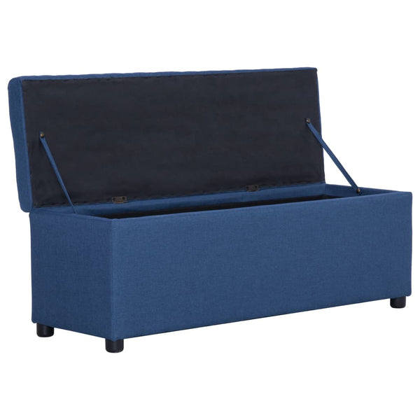vidaXL Bench with Storage Compartment 116 cm Blue Polyester
