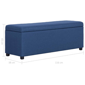 vidaXL Bench with Storage Compartment 116 cm Blue Polyester