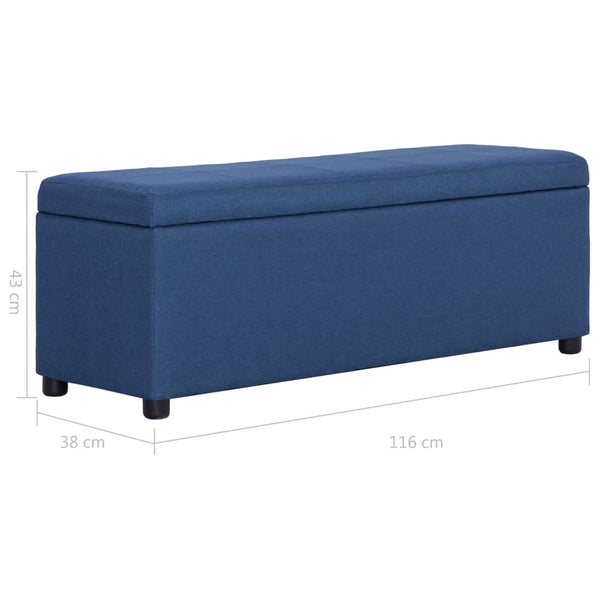 vidaXL Bench with Storage Compartment 116 cm Blue Polyester