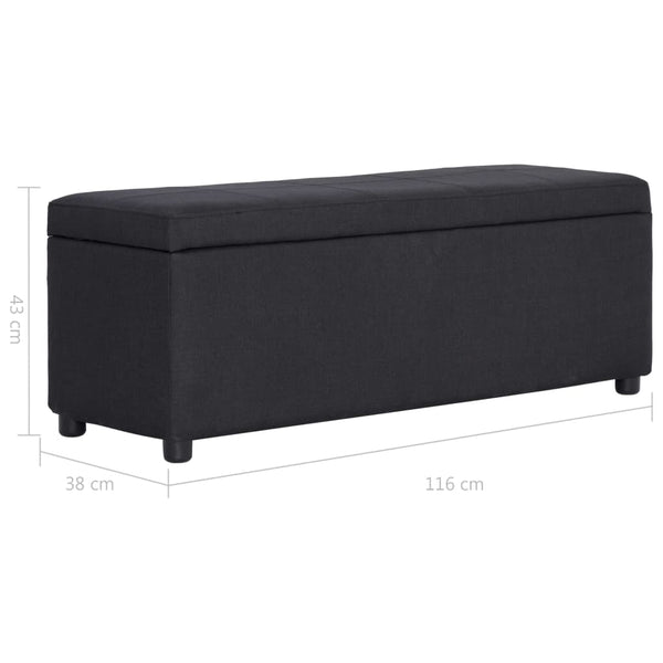 vidaXL Storage Bench 116 cm Black Polyester