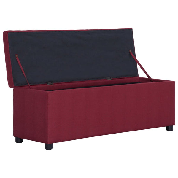 vidaXL Storage Bench 116 cm Wine Red Polyester