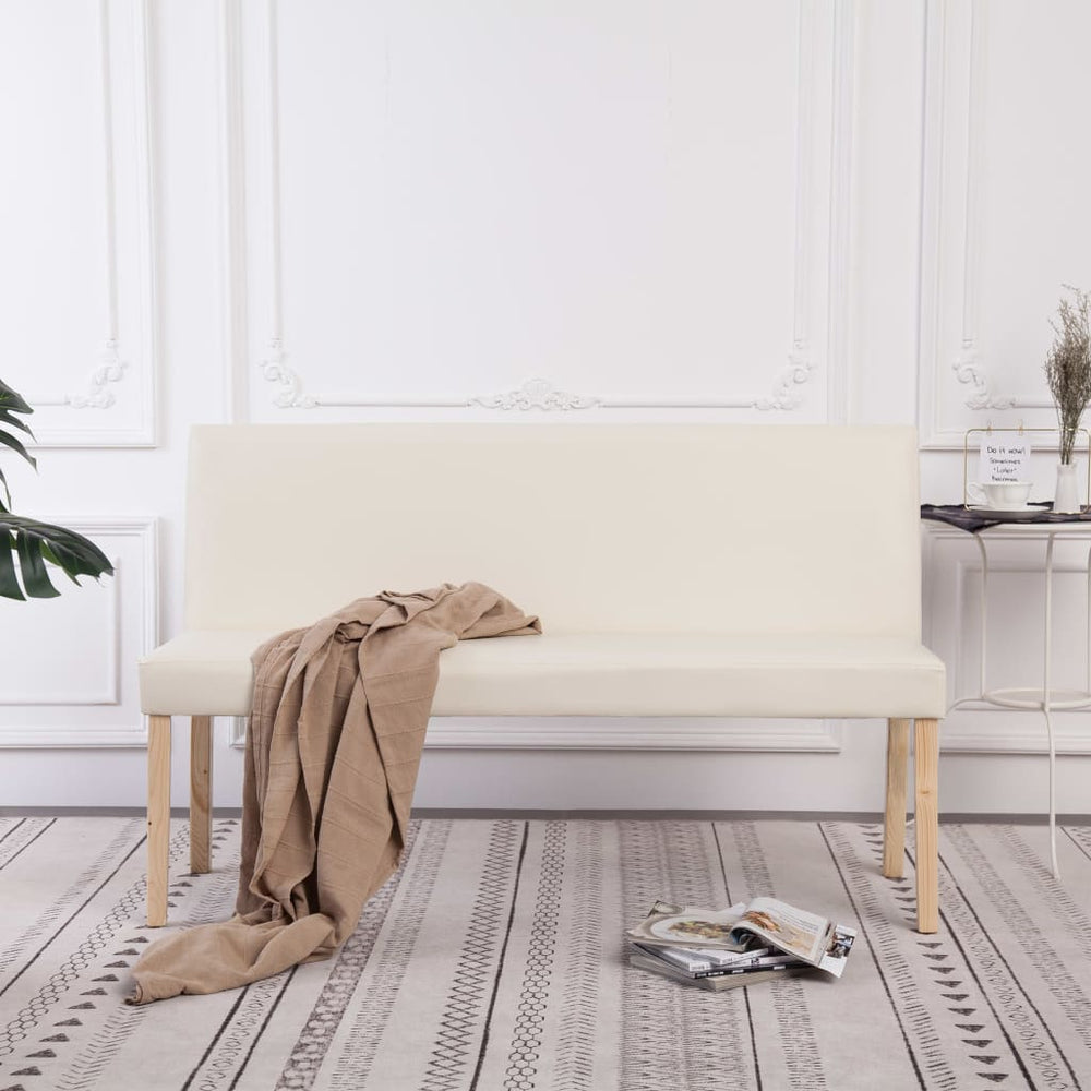vidaXL Bench 139.5 cm Cream White Faux Leather