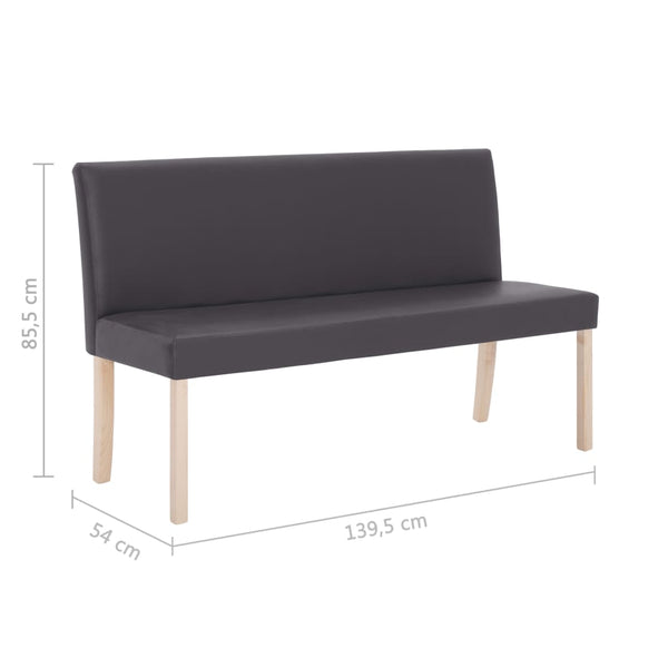 vidaXL Bench 139.5 cm Grey Faux Leather
