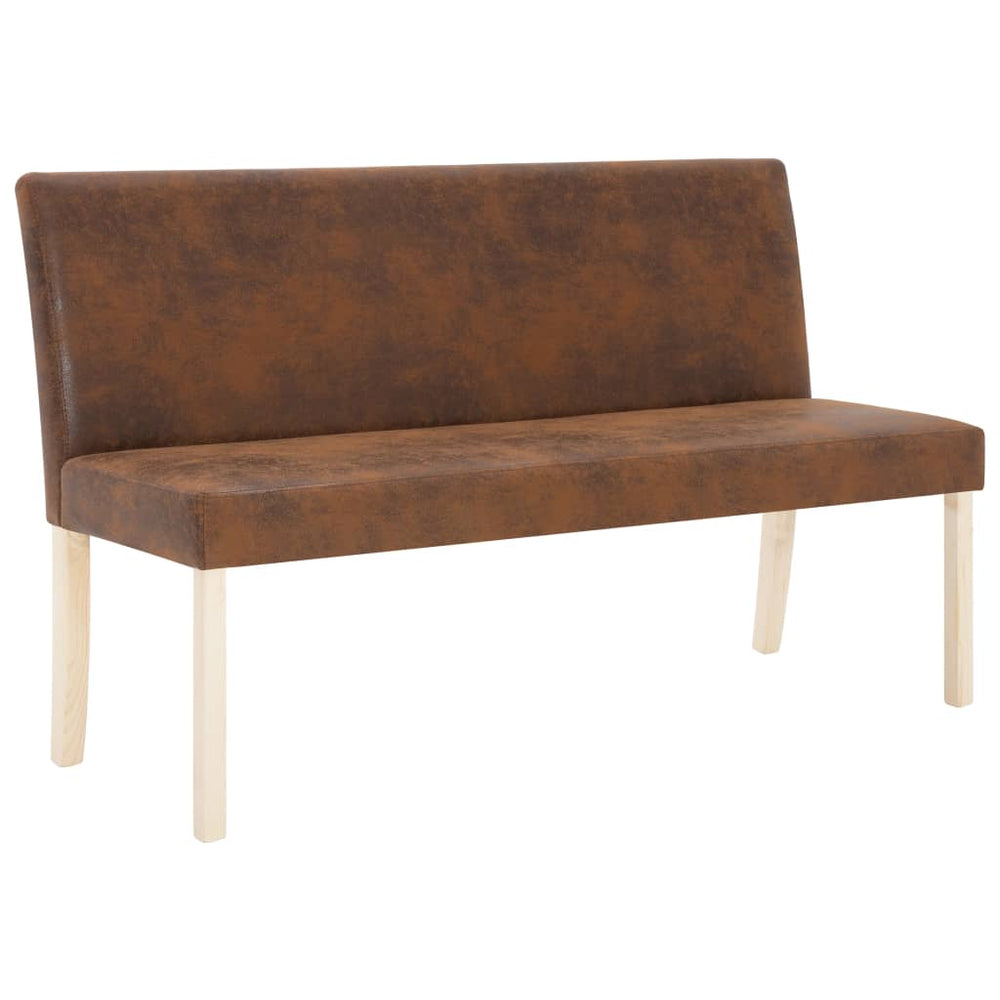 vidaXL Bench 139.5 cm Brown Suede-Look