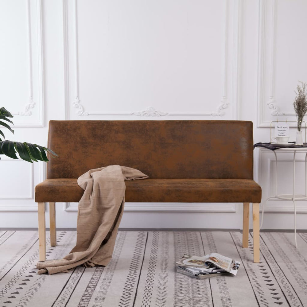 vidaXL Bench 139.5 cm Brown Suede-Look