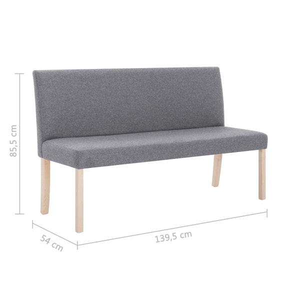 vidaXL Bench 139.5 cm Light Grey Polyester
