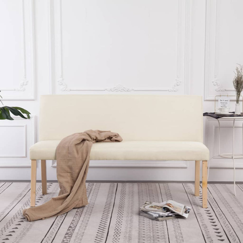 vidaXL Bench 139.5 cm Cream Polyester