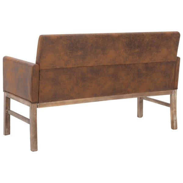 vidaXL Bench with Armrests 140 cm Brown Suede-Look