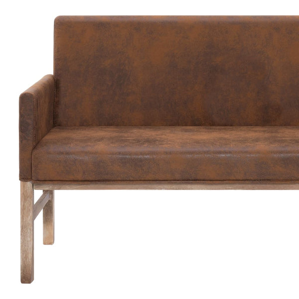vidaXL Bench with Armrests 140 cm Brown Suede-Look