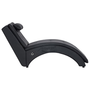 vidaXL Massage Chaise Lounge with Cushion Black Artificial Leather