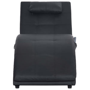 vidaXL Massage Chaise Lounge with Cushion Black Artificial Leather