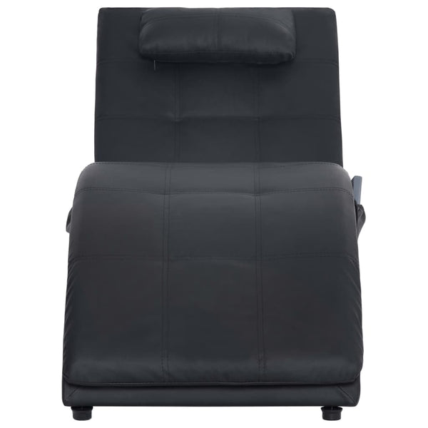 vidaXL Massage Chaise Lounge with Cushion Black Artificial Leather