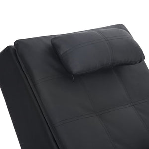 vidaXL Massage Chaise Lounge with Cushion Black Artificial Leather